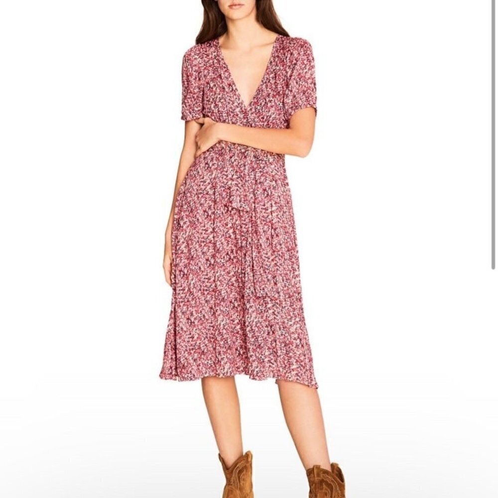 BA&SH micro floral Noemie Crossover Midi Dress